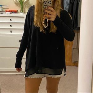 Oversize sweater with sheer detail